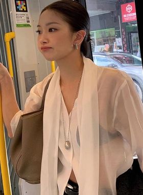 韩国博主同款花瓶长项链小众设计感颈链双层毛衣链长款百搭项链