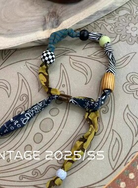 2025年新款时髦单品设计感趣味拼接手工多材质组合项链配饰可调节