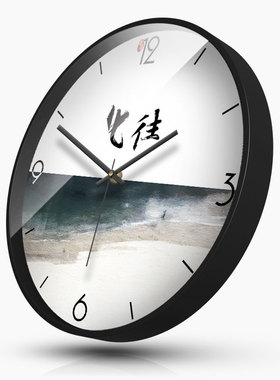 摩门个性风水墨画挂钟客厅