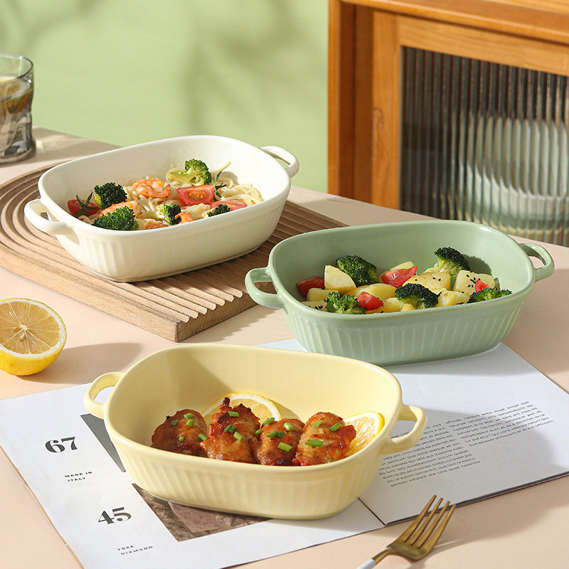 烤碗空气炸锅专用家用双耳陶瓷餐具烤箱微波炉焗饭烤盘水果沙拉碗,淘宝优惠券,粉丝福利购,淘宝优惠卷