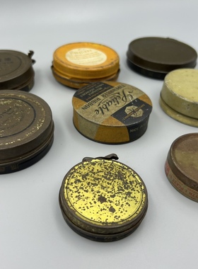 老物件中古旧物包浆怀旧圆铁皮盒子空盒装饰收纳盒影视摆件