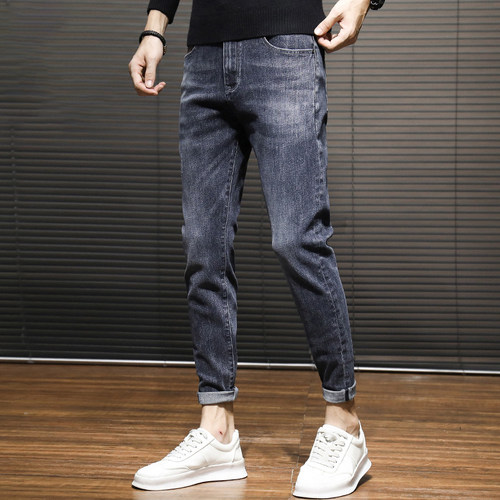 春秋季韩版高街直筒牛仔裤男学生潮流小脚休闲长裤宽松百搭修身裤 - 图3