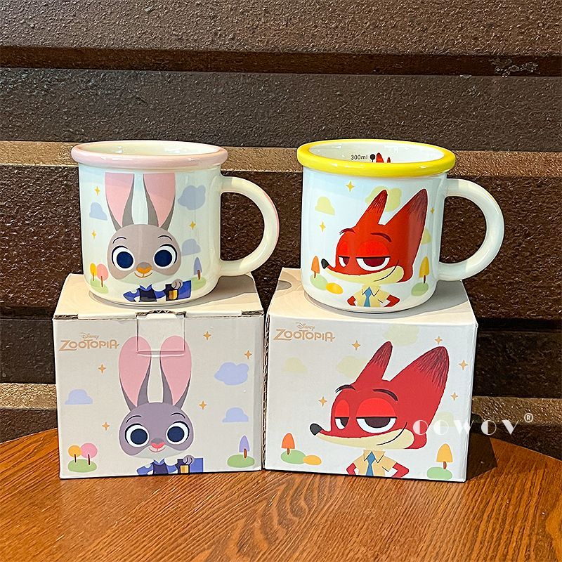 迪士尼疯狂动物城杯子兔子警官朱迪陶瓷马克杯狐狸尼克情侣对杯