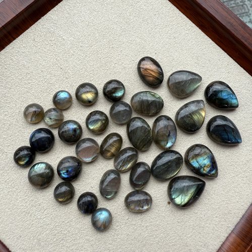 天然拉长石椭圆圆形水滴戒面diy镶嵌戒指手链项链饰品半成品配件 - 图1