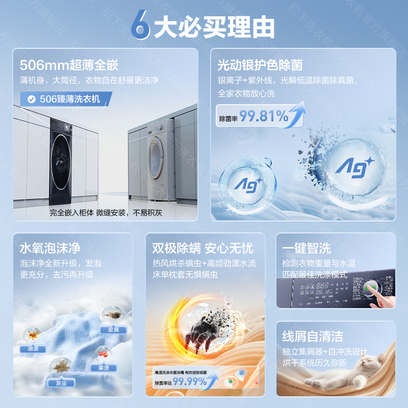 [小薄荷SDPRO]松下官方滚筒洗衣机家用全自动超薄洗烘一体机M1FDM