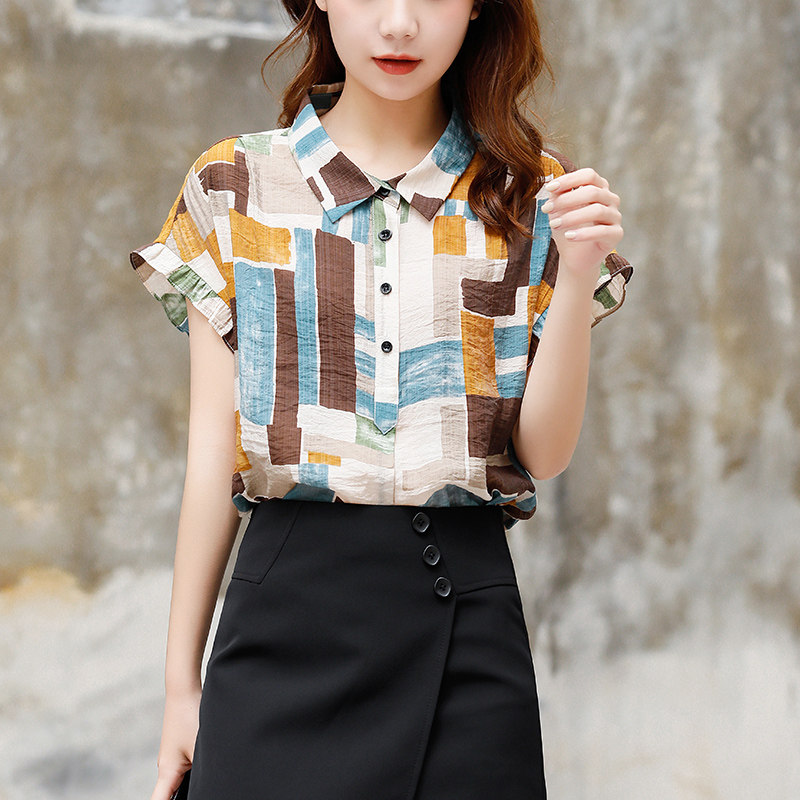 格子女半袖2020夏季新款宽松衬衫 碧沁伊人衬衫