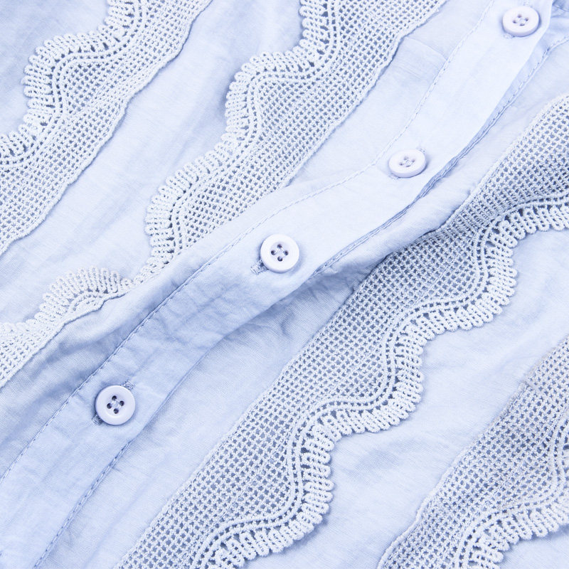 雪纺衫春夏2020新款短袖遮肚子衬衫 碧沁伊人蕾丝衫/雪纺衫