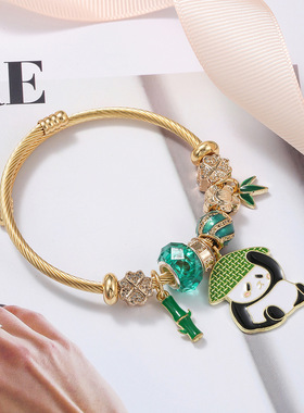 成都熊猫纪念品手链特产伴手礼手镯元素礼物钛钢手串送女朋友男友