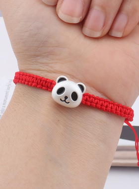 成都熊猫元素礼物情侣手链新款文创纪念品男生桃花福牌女生手绳式
