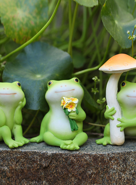 造景装饰小青蛙小摆件水族馆鱼缸装饰微景观生态瓶花园流水工艺品