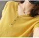 21 New cotton and linen shirt knitted short -sleeved ladies V -neck cotton T -shirt big size Korean version of the bottom shirt summer half -sleeve