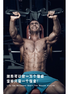 健身房励志海报装饰画健美挂画马甲线肌肉运动男女图片墙贴画壁纸