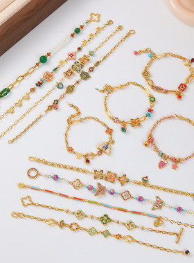 2026新女式复古精致彩色滴油蝴蝶手链轻奢高级感时尚百搭气质手串