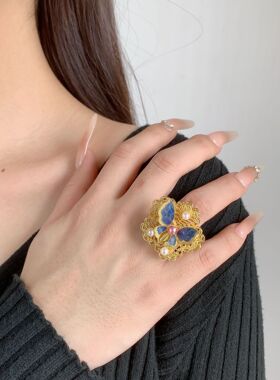 2026女款正宗沙金蝴蝶镂空戒指在逃公主竹节食指戒高级感甜美指环