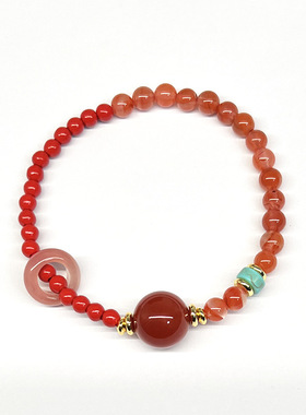 2026普陀山南红双圈女生天然水晶叠戴手链好运转运珠盐缘玛瑙手串