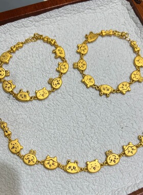 可爱chiikawa沙金手链黄金色卡通乌萨奇小八吉伊飞天鼠精致手串女