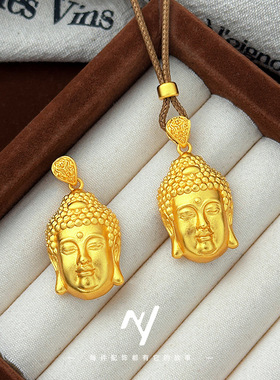 2025金店款沙金编绳男女同款时尚平安中佛头弥勒佛吊坠项链毛衣链