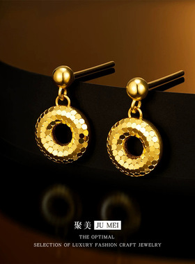 2026新款黄金色沙金爆闪龙鳞甜甜圈手链项链耳钉女轻奢高级感首饰