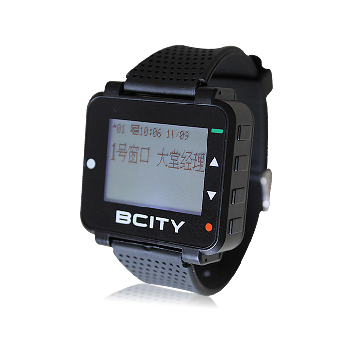 Bcity/比西特无线呼叫器餐厅茶楼手表呼叫器腕表报警器银行呼叫器中文自定义内容网吧网咖咖啡厅服务铃