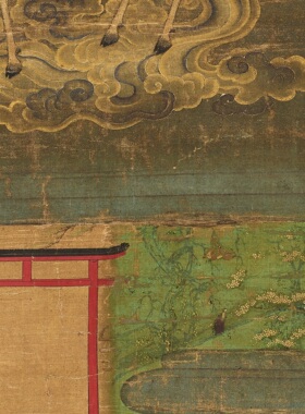 十四世纪日本_镰仓时代_春日鹿曼陀罗图微喷装饰画挂轴装裱佛画