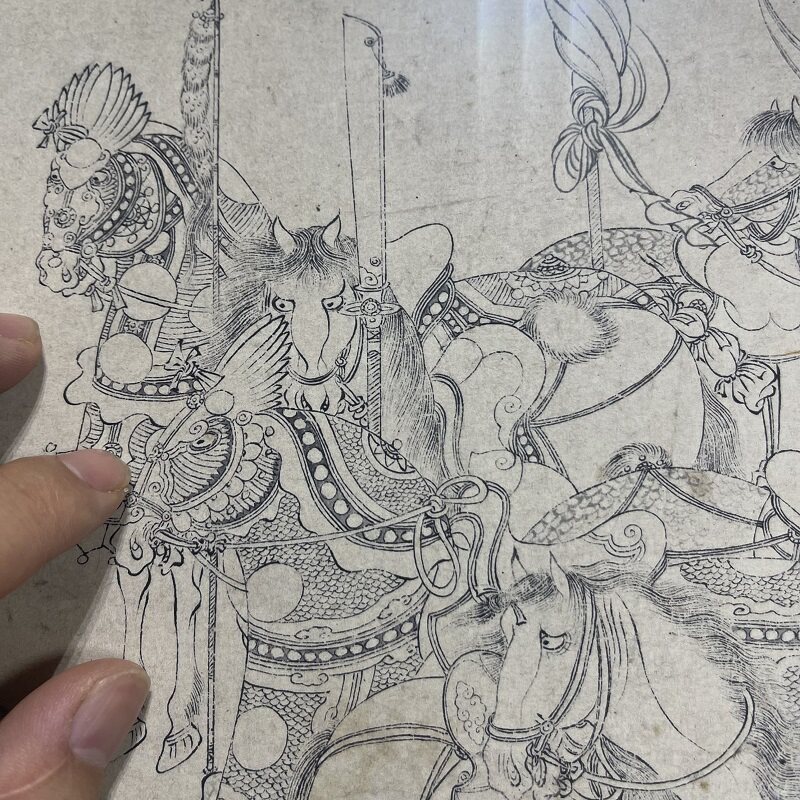 1:1宋 李公麟 免胄图卷宋代国画白描人物画唐朝回纥战争故事微喷