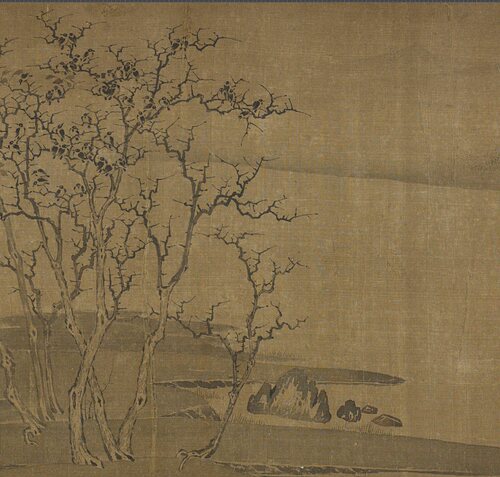 南宋 赵伯驹 老树寒鸦图宋画山水画长卷真迹微喷复制学习临摹复古 - 图0
