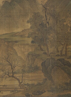 北宋 范宽 金碧峰图 宋画山水人物建筑国画长卷真迹微喷复制装裱