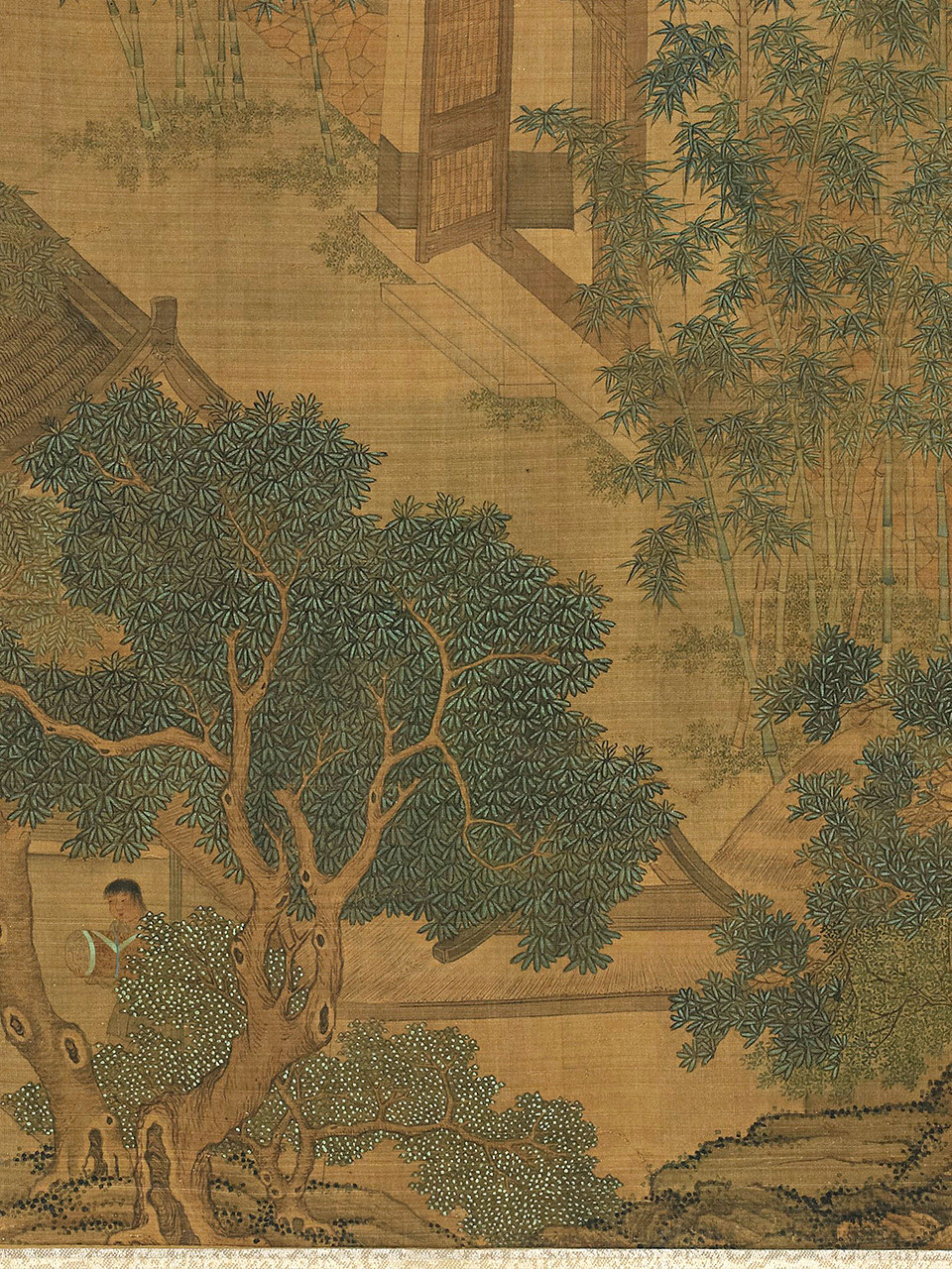 宋代复古新款怀旧李从训人物故事图乐志论长卷青绿山水工笔画稿装