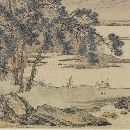 明 仇英 摹李晞重江叠嶂图 名家山水画真迹长卷微喷复制品学习 - 图2