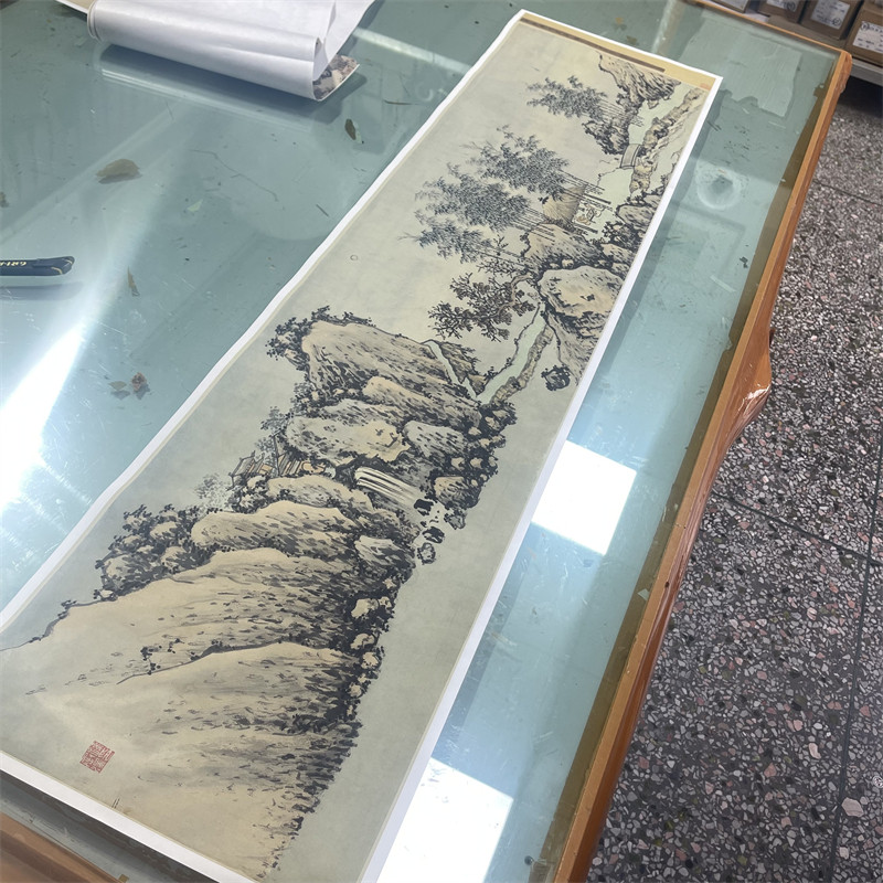明 沈周 中秋赏月图  古代名家山水人物画微喷复制临摹画稿装饰画