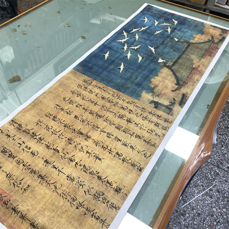 1:1赵佶宋徽宗瑞鹤图名家真迹艺术微喷古代绢布画复制品临摹微喷_虎窝淘