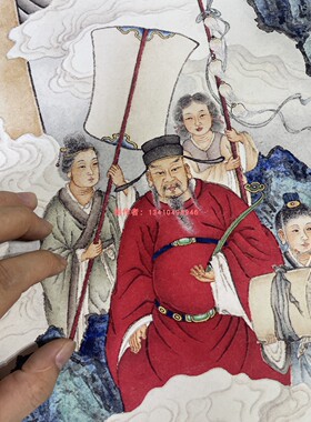 夏荆山五路财神佛像菩萨风水挂画