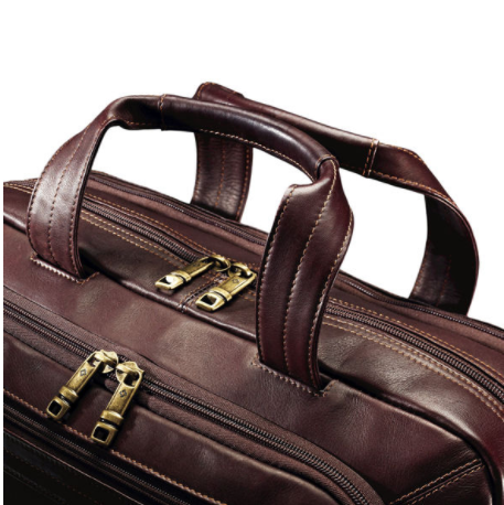 Samsonite/新秀丽男单肩包中号皮质公文包手提舒适经典正品50792