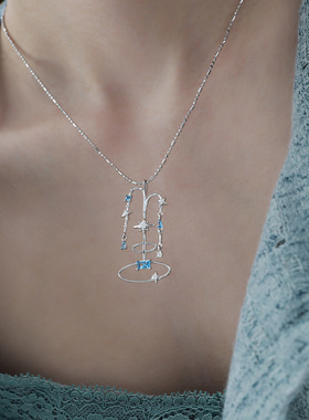 喷泉项链纯银原创S925小众冷淡风气质梦核手作锆石锁骨链