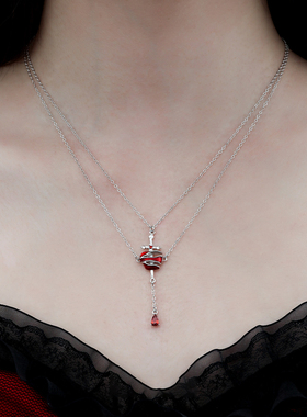 原创宝剑苹果项链纯银S925小众个性暗黑甜酷潮流多层锁骨链