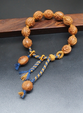 桃核雕刻干枝梅花藏式文玩手串