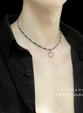 菡的手作男团潮流千格鸟笑脸项圈