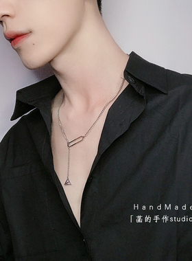 简约长项链几何椭圆ins朋克百搭