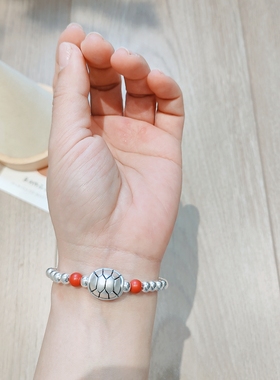 『平安富贵』原创新中式999纯银龟壳手链女生小众设计感手串礼物