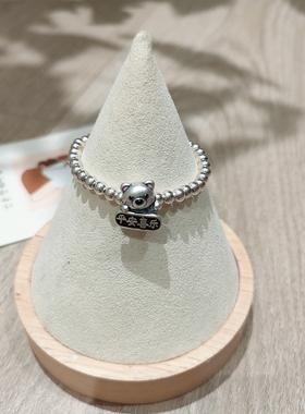 原创银珠重工小狗手链通体925纯银简约小众银珠弹力绳手环手串ins