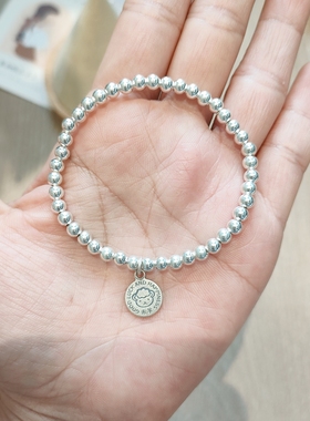 999纯银12生肖转运银珠手链简约饰品情侣宝宝亲子手链送女友礼物