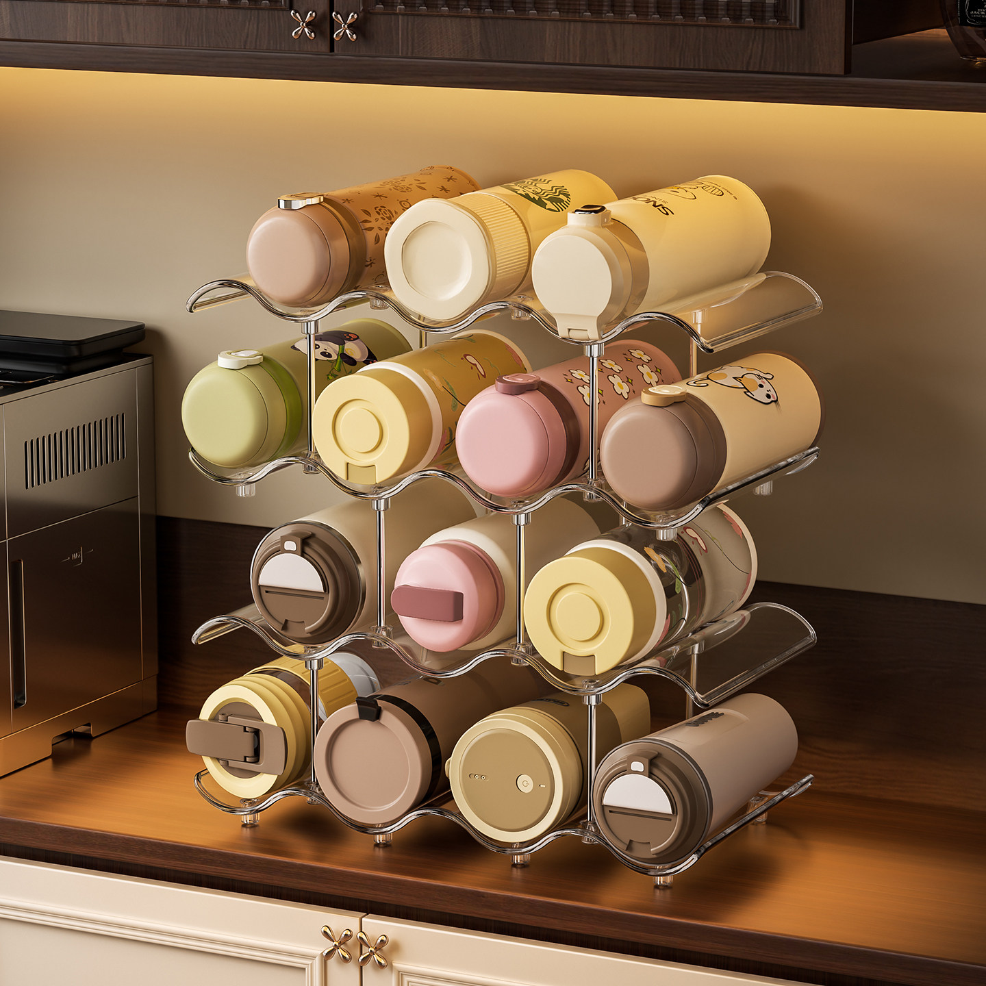 多层水杯架家用客厅柜内大容量杯子收纳置物架防尘保温杯茶杯架子,淘宝优惠券,粉丝福利购,淘宝优惠卷