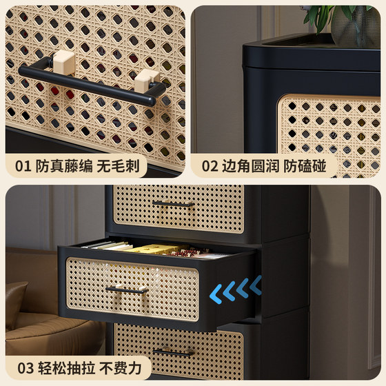 Medieval style storage cabinet drawer-type storage box installation-free snack cabinet black chest of drawers bedroom multi-layer bedside table
