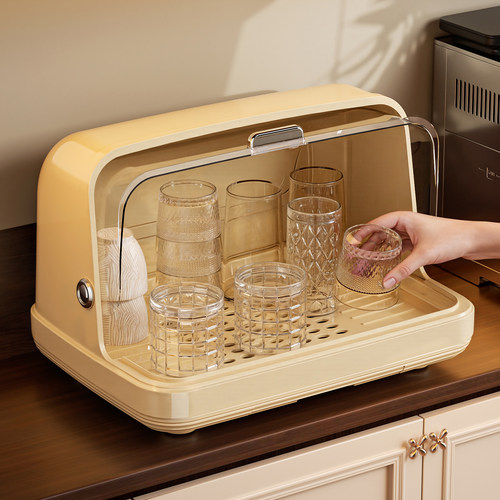 杯子收纳置物架桌面防尘水杯收纳盒厨房餐桌茶杯玻璃杯托盘沥水架 - 图0