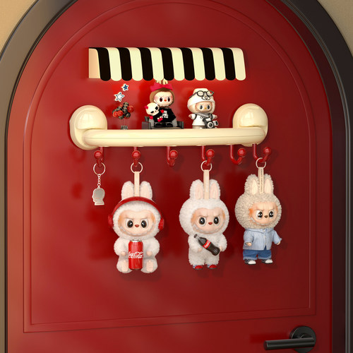吸盘挂钩labubu盲盒收纳展示架门后挂架放泡泡玛特手办星星人挂架 - 图0