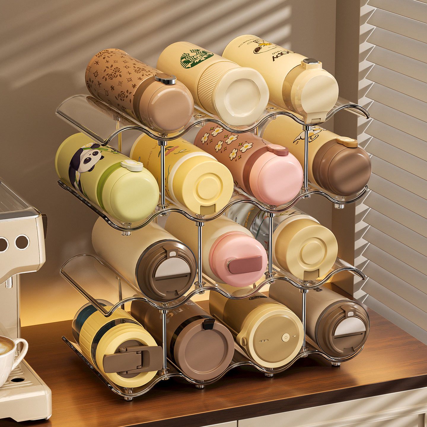 多层水杯架家用客厅柜内大容量杯子收纳置物架防尘保温杯茶杯架子,淘宝优惠券,粉丝福利购,淘宝优惠卷