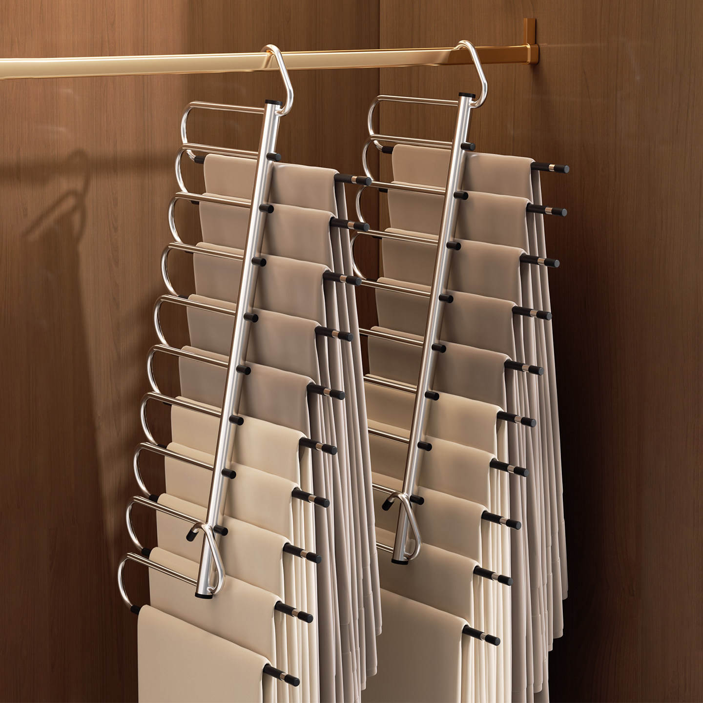 折叠裤架多功能防滑无痕裤子专用衣架衣柜收纳神器多层不锈钢裤挂,淘宝优惠券,粉丝福利购,淘宝优惠卷