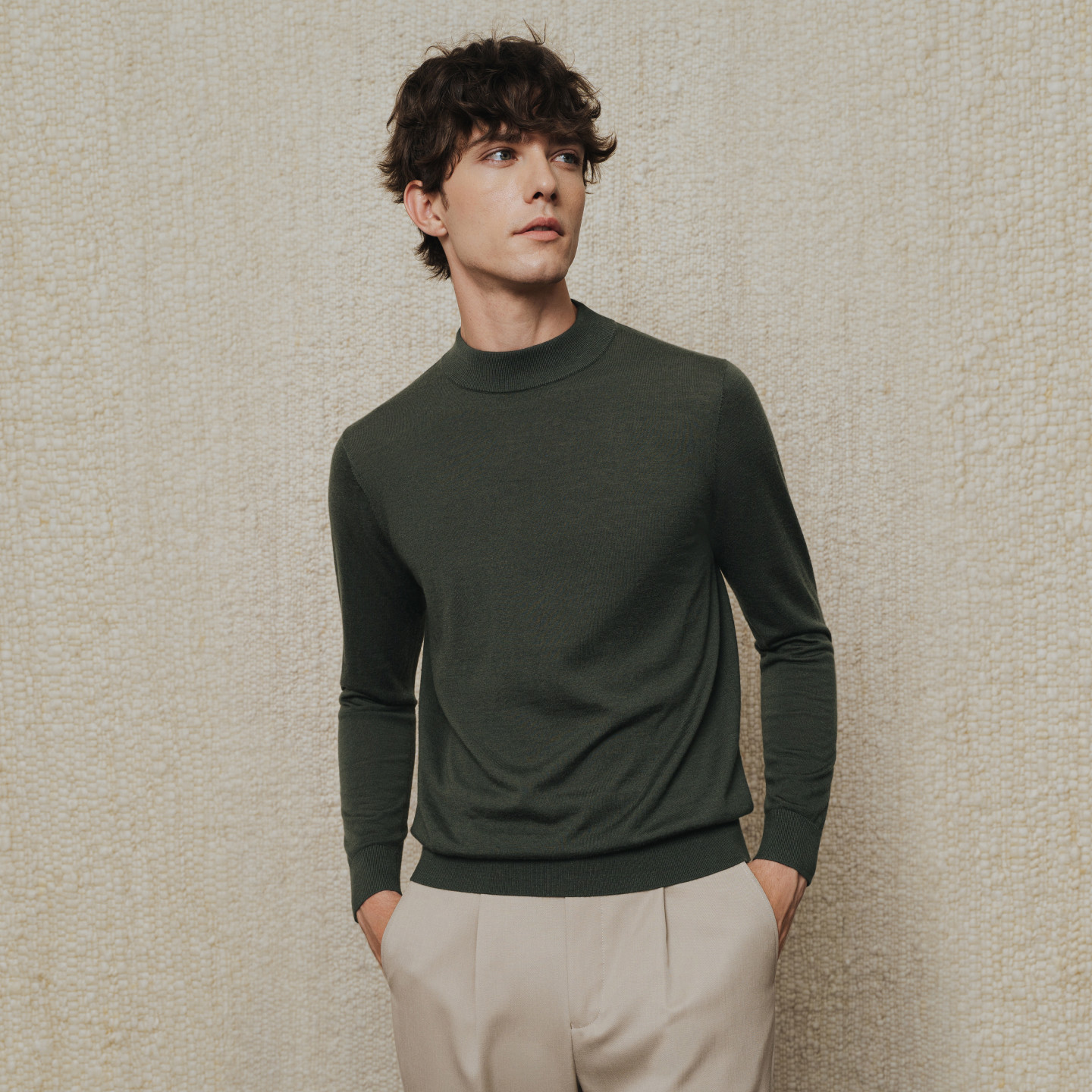 澳嘉高支羊毛衫男款黑色男士毛衣羊绒针织衫高级长袖内搭2025秋冬