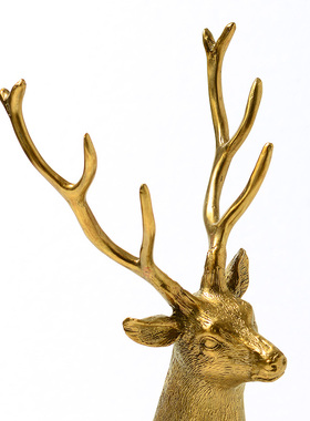 纯铜办公桌中式风书房麋鹿摆件