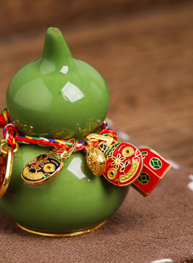 结晶釉旋转七彩小葫芦车载摆件